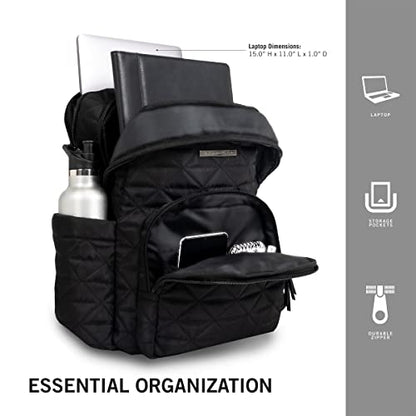 Kenneth Cole REACTION Diamond Tower Collection Lightweight Hardside Expandable 8-Wheel Spinner Travel Luggage, Black, 2-Piece Bundle (Carry On + Backpack) - color: Black, size: 2-Piece Bundle (Carry On + Backpack)
