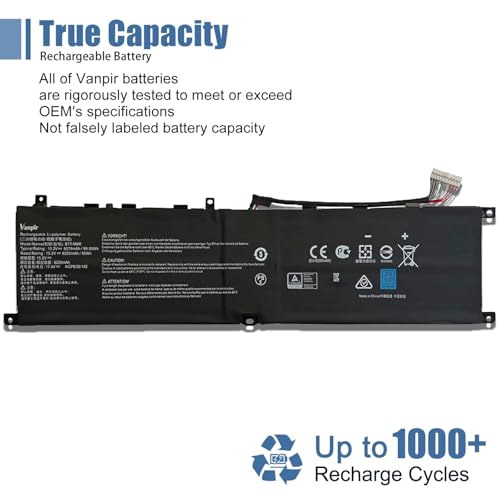 BTY-M6M Laptop Battery Replacement for MSI Creator 15 A10SD A10SDT A10SE A10SET A10SEV A10SF A10SFT A10SGS 10TLT 10TM 10TMT 11UK 11UM 11UMT, WE76 11UK 11UM Series 4ICP8/35/142. - size: 13.17*3.21*0.32 inch BTY-M6M