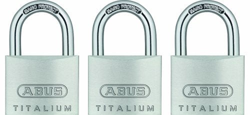 ABUS 64TI/40 Titalium Aluminum Alloy Padlock, Keyed Alike | with Nano Protect Steel Shackle, Pack of 3