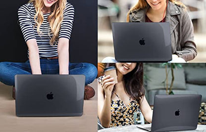 CISSOOK Hard Shell Case for MacBook Air 13.6inch A2681 M2 A3113 M3 Chip 2022-2024, Crystal Black, Includes Keyboard Cover, Screen Protector, Adapter & Camera Cover | 2026 2025 2024 2023 2022, 5in1 Set Hard Shell Case Keyboard Cover for MacBook Air 13.6 in