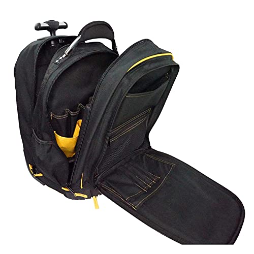 MELOTOUGH Rolling Tool Backpack Laptop Sleeve Yellow | Heavy-Duty 600D, Water-Resistant, Padded Laptop Sleeve, Smooth Rolling Wheels & Telescoping Handle, Multiple Pockets - color: Yellow
