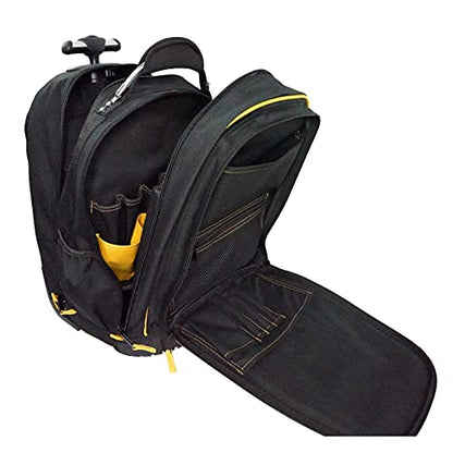 MELOTOUGH Rolling Tool Backpack Laptop Sleeve Yellow | Heavy-Duty 600D, Water-Resistant, Padded Laptop Sleeve, Smooth Rolling Wheels & Telescoping Handle, Multiple Pockets - color: Yellow