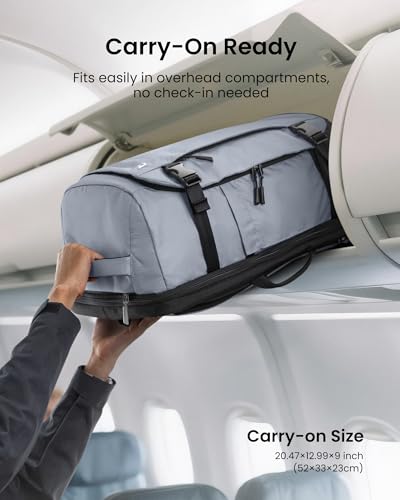 tomtoc Travel Backpack, TSA Friendly Flight Approved Carry-on Luggage Hand Water-resistant Lightweight Business Rucksack - color: Silver Gray-ripstop, size: 40L