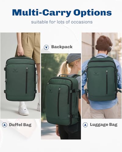 Carry on Backpack 38L Large Travel Backpack for Women Flight Approved Weekender Bag Laptop Backpack Men 15 inches Oliver Green - color: Oliver Green