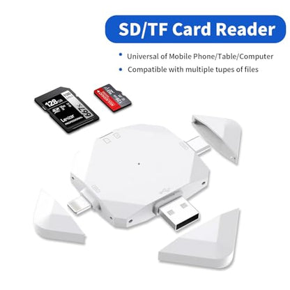 New SD Card Reader for iPhone/ipad/Android/Mac/Computer/Camera,5 in1 Micro SD Card Reader Trail Camera Viewer, Portable Memory Card Reader SD Card Adapter for SD and TF Cards