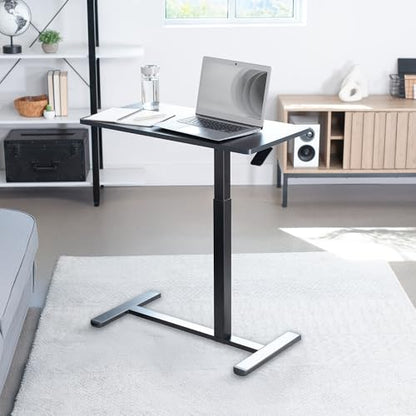 VIVO Black Mobile 32 x 16 inch Over Couch Laptop Table, CART-V02L | Height Adjustable Bedside Desk for Recliner, Laptop Cart with Hidden Caster Wheels, Holds 17.6 lbs - color: Black, size: 32 x 16 inch