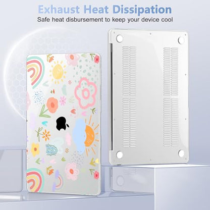 May Chen Compatible with MacBook Air 13 inch Case 2022 2021, 2020-2018 Release Model: M1 A2337 A2179 A1932, Plastic Hard Shell Case Cover for Mabook Air 13 inch with Retina Dispaly, Rainbows Flowers - color: Rainbows flowers