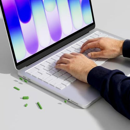 ProElife 7 Pcs Anti Dust Dirt Plug Cups Set for MacBook Neo, Green | Durable & Reusable Silicone Laptop Accessories, Custom Fit Design, Easy to Clean Non-Slip Stuff for Macbook USB-C & Headphone - color: Green