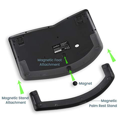 Perixx PERIDUO-606 Wireless Mini Ergonomic Keyboard with Portable Vertical Mouse - Adjustable Palm Rest Stand - Membrane Low Profile Keys - US English