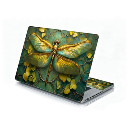 Universal Laptop Skin Sticker Decal, 12"-15.6" Aesthetic Vinyl Wrap, Golden Dragonfly Waterproof Notebook Cover Art Protector for MacBook HP Dell Lenovo, Fits 13" 14" 15" 15.6" - color: Golden Dragonfly