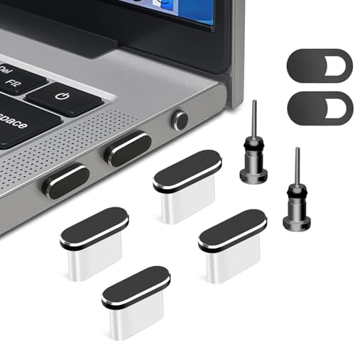 USB C Dust Plug and Headphone Plugs for Laptop Phone Port Protection Anti Dust Cover, MacBook Accessories Compatible with MacBook Pro/Air (Black)