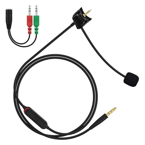 QC35 Boom Mic with 3.5mm Headphone Splitter Compatible with Bose QuietComfort 35 II (QC35 II) & QuietComfort 35 (QC35) Headphones, Boom Microphone Cable for PC, Laptop, PS4, PS5, Xbox One, 4ft