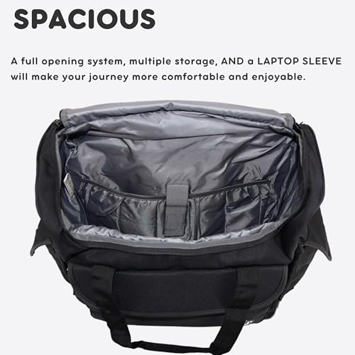 J World New York Donna Rolling Tote Bag on Wheels. Laptop Carry-On, Black (Measures 15 X 17 X 8.3 inches, Holds over 35 litres) - color: Black