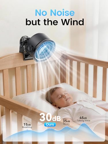 Clip on Fan, Rechargeable USB Fan with Sturdy Clamp, LED Display, 100 Speeds, 3000mAh Battery, 360° Rotation, 5.5 Inch Portable Fan for Stroller Bed Camping Treadmill Car Black - color: Black