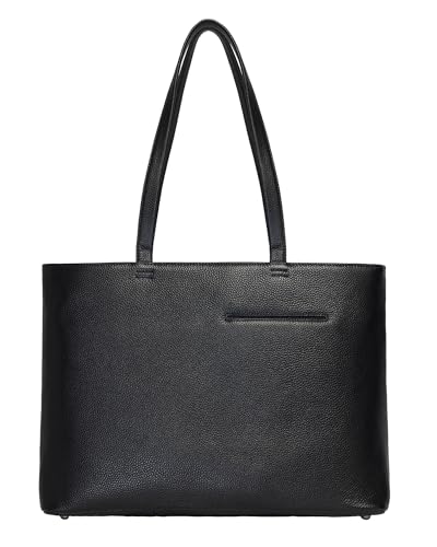 Cowhide Leather Tote Bag, Handbag Bag for Men | Scratch-Resistant Cowhide, Reinforced Handles, Multiple Pockets, For Business Office Travel Daily Use - color: Black
