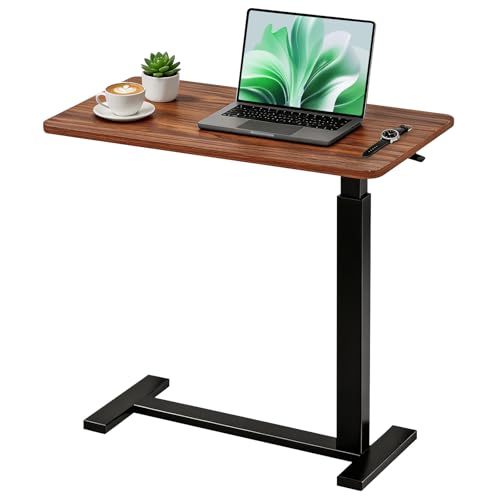 Mobile Standing Desk, Height Adjustable Laptop Desk with Hidden Casters | Stable Steel Frame, Smooth Lift Mechanism, Lockable Casters, Easy Assembly, Ideal for Home, Office & Dorm, Brown - color: Brown, style: Height Adjustable