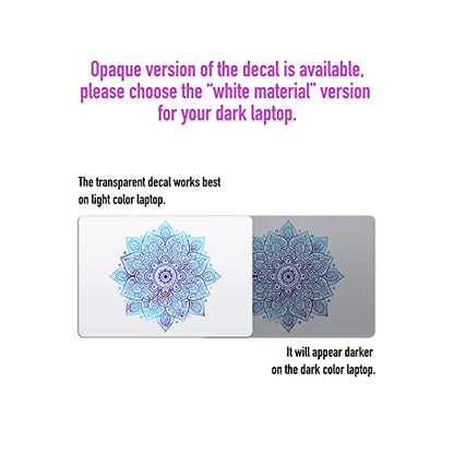Mandala Laptop Sticker Decal - Waterproof Transparent Vinyl Decals Stickers - Mandalas Blue Sticker Starry Night Partial Skin Compatible with Computer MacBook Air Pro 13 15 inch Mac Retina - color: Blue on Transparent Material