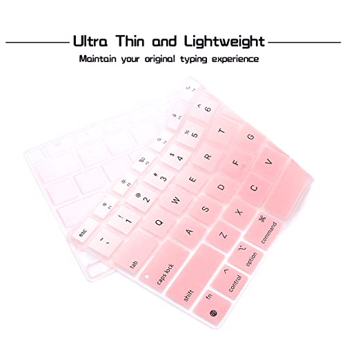 HRH English US Keyboard Cover for MacBook Air 13 A2337 2020 | M1 Chip Processor with Touch ID,Precise Fit,Dust Proof,Waterproof,Durable,Smooth Touch,Keyboard Accessories,Ombre Light Pink - color: Ombre light pink