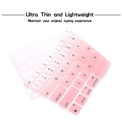 HRH English US Keyboard Cover for MacBook Air 13 A2337 2020 | M1 Chip Processor with Touch ID,Precise Fit,Dust Proof,Waterproof,Durable,Smooth Touch,Keyboard Accessories,Ombre Light Pink - color: Ombre light pink