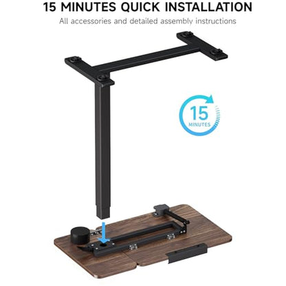 BIZUM Overbed Rolling Table with Adjustable Tilt Top Mobile Bedside Desk with Hidden Wheels Pneumatic Height Adjustable Laptop & Meal Table for Home and Hospital Use(27.6x15.8, Walnut) - color: Walnut