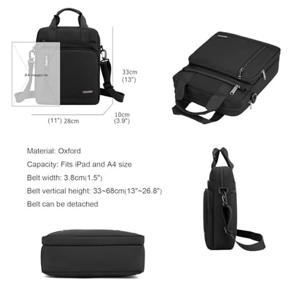 Men's 13-inch Laptop Messenger Bag Oxford Large Shoulder Bag Business Waterproof Casual Black Crossbody Bag for Work Travel Outdoor