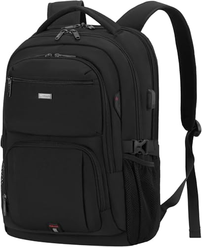 17 Inch Laptop Backpack for Travel Water Resistant College Backpack for Men Women Laptop Bag with USB Charging Port and Clear Cosmetic Bag, Black - color: Black-k