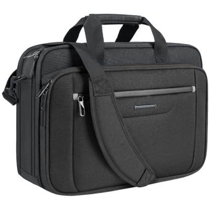 VANKEAN Laptop Briefcase Fits 15.6"-16" Laptop Slim Expandable Shoulder Bag | Multi Functional Compartment,Padded Shoulder Strap,Convenient Luggage Strap,Water-Repellent Fabric,Padded Laptop Compartment - color: Black-grey, size: 15.6"
