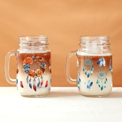 Dreamcatcher Animals UV DTF Cup Wraps, 10 Sheets Transfer Sticker | Waterproof UV DTF Stickers, Custom Vinyl Decals for 16oz Coffee Cups Tumblers Bottles Mugs, DIY Gifts & Crafts - style: Dreamcatcher with Animal