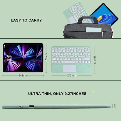 Wireless Keyboard with Touchpad, Ultra-Thin Rechargeable Bluetooth Keyboard Mini with Trackpad, Round Keys for iPad pro/iPad/iOS/Mac OS/Windows/Android (Green) - color: Green