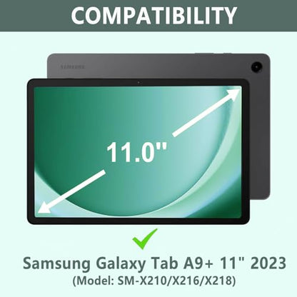 Keyboard Case for Samsung Galaxy Tab A9 Plus 5G 11 inch 2023 (SM-X210/X216/X218), 7 Color Backlit Detachable Keyboard Bluetooth, Smart Folio Cover with S Pen Holder for Galaxy Tab A9+ 11"(Dark Green) - color: Dark Green