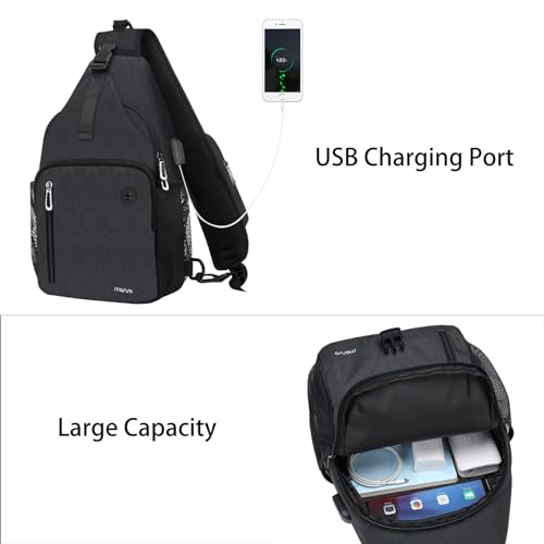 MOSISO Sling Backpack Bag, Crossbody Shoulder Bag Travel Hiking Daypack Chest Bag with Front Square Pocket&USB Charging Port - color: Slate Gray