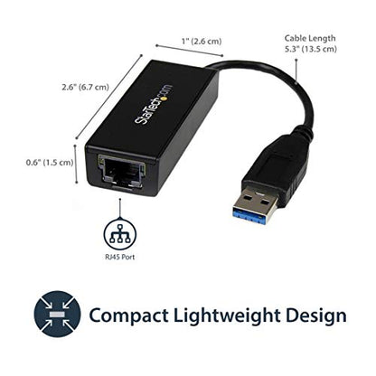 StarTech USB 3.0 to Gigabit Ethernet Adapter, USB to RJ45, TAA (USB31000S) | USB 3.0 to 10/100/1000 Gigabit Ethernet LAN Adapter - color: Black, size: 1Gbps, style: USB-A