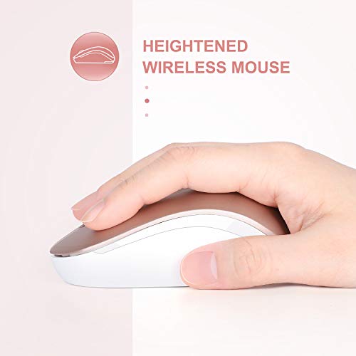 seenda Wireless Mouse, 2.4G Noiseless Mouse with USB Receiver Portable Computer Mice for PC, Tablet, Laptop, Notebook - Rose Gold&White - color: Rose Gold and White