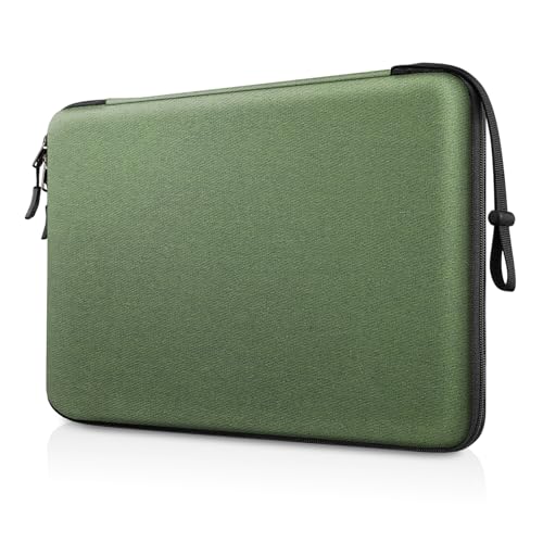 FINPAC 14-inch Hard Laptop Sleeve Case Compatible with Acer Chromebook Lenovo, HP, Dell, Acer Laptop Notebook Ultrabook, Water-Resistant Shockproof Computer Bag, Olive - color: Olive, size: 13.5-14-inch Laptop/Notebook