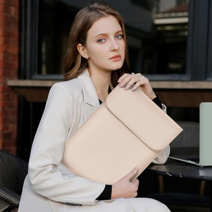 MOSISO Laptop Case 13.3 inch, 13-13.3 inch Laptop Sleeve Compatible with MacBook Neo 13 A18 Pro A3404 /Air 13/Pro 13/Pro 14 M5 M4 M3 M2 M1, Faux Suede Leather Case with Small Bag, Apricot - color: Apricot