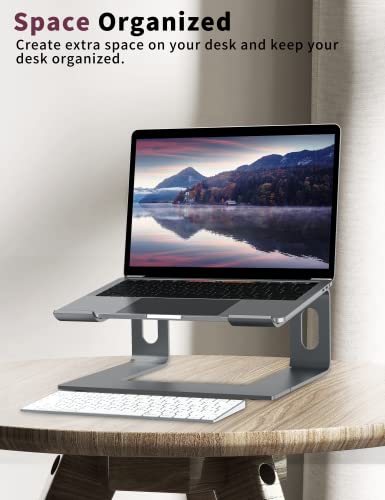 ALASHI Laptop Stand for Desk, Aluminum Computer Riser, Ergonomic Notebook Holder, Detachable Metal Laptops Elevator, PC Cooling Mount Support 10 to 15.6 Inches Notebook, Grey - color: C-Grey