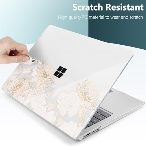 Batianda Artistic Case for Microsoft Surface Laptop 15 inch, Golden Lotus | Fits Surface Laptop for Business 8th Edition 2026 & Surface Laptop 7 2024, 4-in-1 Accessories Bundle, Slim Durable Hard Shell - color: Gold Lotus