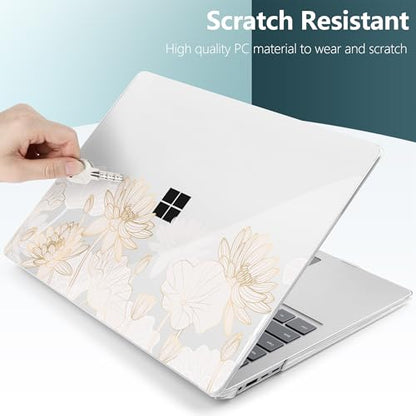 Batianda Artistic Case for Microsoft Surface Laptop 15 inch, Golden Lotus | Fits Surface Laptop for Business 8th Edition 2026 & Surface Laptop 7 2024, 4-in-1 Accessories Bundle, Slim Durable Hard Shell - color: Gold Lotus