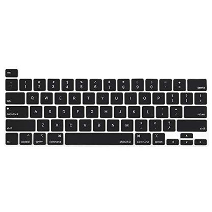MOSISO Keyboard Cover Compatible with MacBook Pro 13 inch M2 M1 | 2023-2020 A2338 A2289 A2251&Compatible with MacBook Pro 16 2020 2019 A2141 Touch ID, Protective Silicone Skin, Black - color: Black