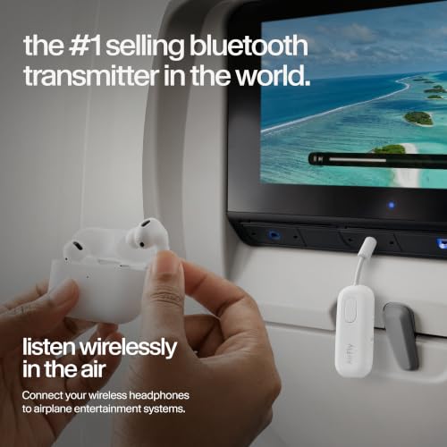 Twelve South AirFly Pro | Bluetooth Wireless Transmitter/Receiver Adapter for 2 Headphones, Audio Sharing, Compatible with 3.5mm aux Jack for Airplanes, TV, Gym, Stereo, and Travel, 25+ Hr Battery - color: White, style: AirFly Pro