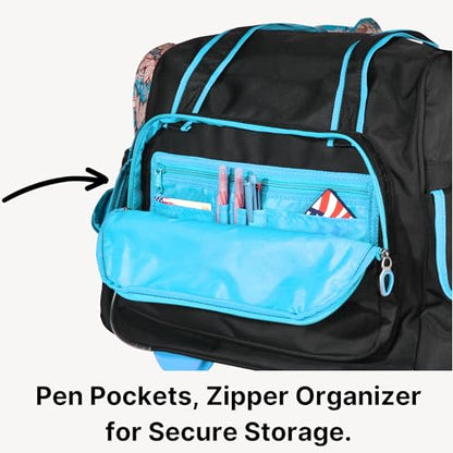 Olympia U.S.A. Deluxe Lightweight Rolling Overnighter Case Overnight Laptop Bag Weekender Travel Carry-On Suitcase Luggage with Wheels and Adjustable Push-Down Handle - color: Black/Blue