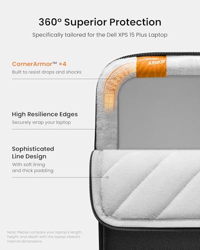 tomtoc 360 Protective 15-inch Laptop Sleeve & Electronic Organizer Travel Case, M