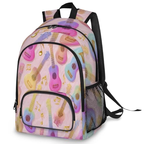 Guitar Music Notes Large Backpack for Women and Men Waterproof Travel Laptop Backpack Lightweight Business Work Daypack Fits 17 Inch Computer - color: Multicolor 2