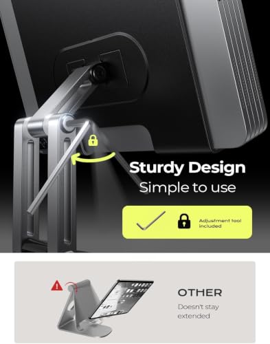 LISEN for iPad Stand Holder All Metal Foldable Adjust Tablet Stand for Desk | 2026 iPad Accessories, Rotating Display Stand Home Office Men Gifts Kindle Tablet PS Switch iPhone 11"-4.7" - color: Black