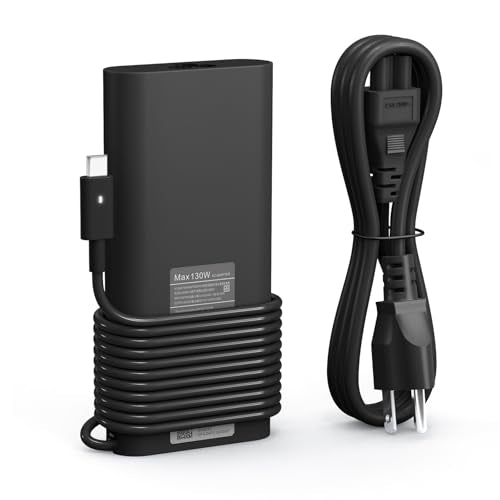 130W USB Type C Laptop Charger Compatible with Dell XPS 15 9575 9520 9510 9500 17 9720 9710 9700 Precision 5530 5550 5560 5570 5750 5760 3560 Latitude 5411 5421 5511 5520 5521 Power Cord - color: BLack 3
