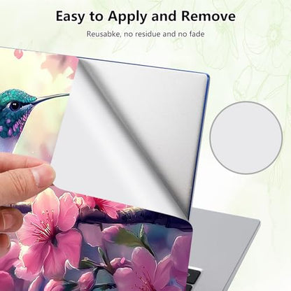 Laptop Skin Sticker Decal, Universal Reusable Vinyl Laptop Cover for 12" 13" 13.3" 14" 15" 15.4" 15.6" Notebook PC, Reusable Waterproof Scratch-Resistant with 2 Wrist Pads,Hummingbird Oriental Cherry - color: Hummingbird Oriental Cherry