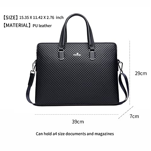 FSD.WG]Business Bag Leather Briefcase Shoulder Laptop Business Bag for Men - color: Black