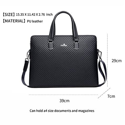 FSD.WG]Business Bag Leather Briefcase Shoulder Laptop Business Bag for Men - color: Black