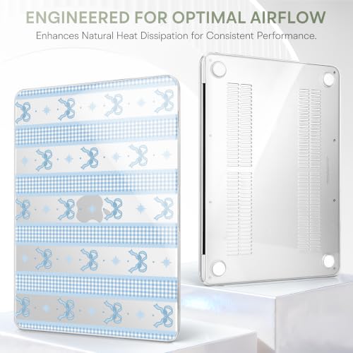 Compatible with MacBook Neo 13 inch (2026 Release A3404) (A18 Pro) with Liquid Retina Display, Printed Slim Protective Case with Screen Protector & Keybaord Cover, Blue Bowknot - color: Blue bowknot