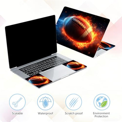 Laptop Skin Sticker Decal 15-15.6 Inch with Cute Mouse Pad, Universal Reusable Vinyl Sticker for 12.1 13 13.3 14 15.4 Inch Netbook and Notebook PC, Football Fire Art - color: Football Fire Art